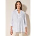Klassische Bluse CECIL, Damen, Gr. L (42), weiß, Web, 100% Leinen, unifarben, casual, klassisch normal, V-Ausschnitt, 3/4-Ärmel Bündchen, Blusen, mit 3/4 Ärmeln