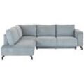 P & B Ecksofa , Grau, Mintgrün , Textil , 3-Sitzer , Ottomane links, L-Form , 272x210 cm , Made in EU , Liegefunktion , Wohnzimmer, Sofas & Couches,
