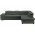 Ecksofa SIT & MORE "Alcudia L-Form", grau (anthrazit), B:272cm H:73cm T:226cm, NaturLEDER, Spannstoff, Sofas, mit Armteilverstellung, optional Kopfteilverstellung und Bettfunktion