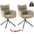 4-Fußstuhl MCA FURNITURE "MARIN Esszimmerstuhl (2er Set) - Stuhl", braun (cappuccino, schwarz), B:61cm H:91cm T:66cm, Polyester, Stühle, 360 drehbar, Metall schwarz, beweglichen Rücken, belastbar 120 kg