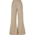 Jogginghose URBAN CLASSICS "Urban Classics Damen Ladies Organic Ultra Wide Sweat Pants", Damen, Gr. L, US-Größen, beige (wetsand), 100% Baumwolle, unifarben, oversize, Hosen