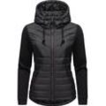 Outdoorjacke RAGWEAR "Sandrra", Damen, Gr. L (40), schwarz, Obermaterial: 100% Polyester, Obermaterial Ärmel: 100% Baumwolle, Futter: 100% Polyester, Wattierung: 100% Polyester, sportlich, figurumspielend hüftlang, Langarm Ärmel ohne Ärmelschlitz abgestepptes Bündchen, Jacken, Steppjacke aus modernem Materialmix mit Kapuze
