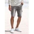 Jogg Pants JOHN DEVIN, Herren, Gr. S (44/46), N-Gr, grau, Jeans, Obermaterial: 65% Baumwolle, 33% Polyester, 2% Elasthan, Destroyed-Effekte, casual, regular fit kurz, Jeans, mit Cargotaschen, knielang, elastische Schlupf-Bermuda