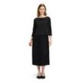 Jerseykleid BETTY BARCLAY "Betty Barclay Jerseykleid mit Plissee", Damen, Gr. 36, Normalgrößen, schwarz, Obermaterial: 96% Polyester, 4% Elasthan. Futter: 100% Polyester., festlich, figurumspielend lang, U-Boot-Ausschnitt, Halbarm, Kleider, Form