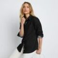 Denim-Bluse mit Stretch, Damen,  Schwarz, Baumwoll-Mischung/Polyester-Mischung, by Lands' End