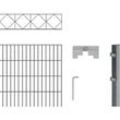 Alberts Komplettset Doppelstabmatte mit Dekorstreifen Bergen, Anthrazit, Länge 10 m, Höhe 100 cm, Set
