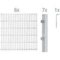 Alberts Komplettset Doppelstabmattenzaun, Feuerverzinkt, Mattenbreite 2 m, 160 cm hoch, 12 m lang