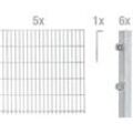 Alberts Komplettset Doppelstabmattenzaun, Feuerverzinkt, Mattenbreite 2 m, 120 cm hoch, 10 m lang