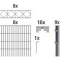 Alberts Komplettset Doppelstabmatte mit Dekorstreifen Bergen, Anthrazit, Länge 16 m, Höhe 100 cm, Set