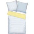 Bettwäsche TOM TAILOR HOME "STRIPES WITH A KICK in Gr. 135x200cm oder 155x220cm", bunt (light lemon, sky blau), B/L: 135cm x 200cm, , Perkal, B/L: 80cm x 80cm, Perkal, Obermaterial: 100% Baumwolle, Bettwäsche, new bedroom, farbige Paspel am Kissen