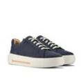 Schnürschuh CLARKS "Hollyhock Walk", Damen, Gr. 37, navy nubuk, Nubukleder, sportlich, Schuhe, Plateauschuh, Halbschuh, Sneaker mit modischer Laufsohle