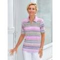 Poloshirt CASUAL LOOKS "Shirt", Damen, Gr. 38, pink (fuchsia, geringelt), 50% Baumwolle, 50% Modal, gemustert, mehrfarbig, Kurzarm, Shirts