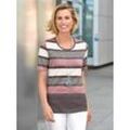 Rundhalsshirt CLASSIC BASICS "Shirt", Damen, Gr. 44, bunt (hortensie, geringelt), 50% Baumwolle, 50% Modal, gemustert, gestreift, mehrfarbig, Rundhals, Kurzarm, Shirts