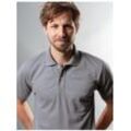 Poloshirt TRIGEMA "TRIGEMA Polohemd mit Brusttasche", Herren, Gr. L, grau (cool, grau), 100% Baumwolle, Basic, Kurzarm, Shirts