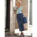 Rundhalsshirt CLASSIC BASICS "Shirt", Damen, Gr. 36, bunt (mittelblau, limone, bedruckt), 50% Baumwolle, 50% Polyester, gemustert, mehrfarbig, Rundhals, Kurzarm, Shirts