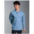 Poloshirt TRIGEMA "TRIGEMA Langarm Poloshirt mit Armbündchen", Herren, Gr. L, blau (horizont), 100% Baumwolle, Basic, Langarm, Shirts