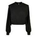 Sweatshirt URBAN CLASSICS "Urban Classics Damen Ladies Padded Shoulder Modal Terry Crewneck", Damen, Gr. 4XL, schwarz, 60% Polyester, 40% Modal, unifarben, Rundhals, Langarm, Sweatshirts Cropped Shirt
