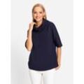 Oversize-Shirt HEINE "Oversized Shirt", Damen, Gr. 34, blau (marine), 70% Viskose, 25% Polyamid, 5% Elasthan, unifarben, 3/4-Ärmel, Shirts