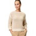 Strickpullover ZERO "zero Grobstrickpullover mit Glitzer", Damen, Gr. 34, creamgold, Strick, Obermaterial: 38% Polyester, 37% Baumwolle, 25% Polyacryl. Ärmelfutter: ohne Futter., casual, normal, hoch geschlossener Ausschnitt, 3/4-Ärmel weit Bündchen mit Gummizug, Pullover, weiteres Detail