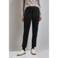 Lederimitathose STREET ONE, Damen, Gr. 36, Länge 30, schwarz, Stoff, 90% Polyester, 10% Elasthan, unifarben, casual, loose fit lang, Hosen, im Joggstyle