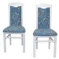 Pharao24.de Stuhl Set Küche modern in Blau und Weiß Blumen Motiv (2er Set)