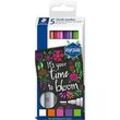 Kreidemarker STAEDTLER Lumocolor®, Rundspitze, Strichbreite 2,4 mm, für glatte Oberflächen, Flüssigkeit auf Wasserbasis, 5er-Set farbsoriert