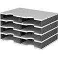 styro® Sortierstation styrodoc Standard, DIN C4, 4 Etagen/2-reihig/8 Fächer, grau/schwarz