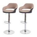 2er-Set Barhocker MCW-F16, Barstuhl Tresenhocker Drehhocker, mit Lehne Kunstleder ~ taupe-schwarz