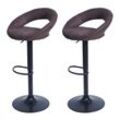 2er-Set Barhocker MCW-F46, Barstuhl Tresenhocker Bistrohocker, Gestell schwarz ~ Wildlederimitat, vintage dunkelbraun