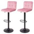 2er-Set Barhocker MCW-G87, Tresenhocker Barstuhl, höhenverstellbar ~ Samt rosa, Fuß schwarz