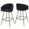 2er-Set Barhocker MCW-D72, Barstuhl Tresenhocker Küchenhocker mit Lehne, Metall Holzoptik ~ Stoff/Textil, anthrazit-grau