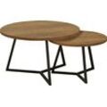 Couchtisch OMG DESIGN "Torino", old teak, schwarz, old teak, B:75cm H:45cm T:75cm, Tische, im 2er Set, variabel stellbar