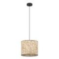 EGLO Hängeleuchte "BUTTERBURN", schwarz (schwarz beige, grün), Ø 36,00cm H: 110,00cm, Lampen, Pendelleuchte, Esszimmerlampe, Textil mit Birkenblättern, Ø 36cm