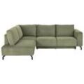 P & B Ecksofa , Grün , Textil , 3-Sitzer , Ottomane links, L-Form , 272x210 cm , Made in EU , Liegefunktion , Wohnzimmer, Sofas & Couches,