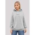Kapuzenpullover F4NT4STIC "Mom Mama Muttertag Mode Always On Bestickt", Damen, Gr. L, grau (grau melange), Obermaterial: 80% Baumwolle, 20% Polyester, casual, oversize, Langarm, Pullover, Premium Qualität, Stickerei