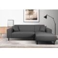 Ecksofa HOME AFFAIRE "ARROS L-Form mit Wellenunterfederung, Maße B/T/H: 235/163/81 cm", grau (anthrazit), B:235cm H:81cm T:163cm, 100% Polyester, Sofas, incl. Zierkissen, mit Recamiere rechts/links bestellbar, auch in Cord