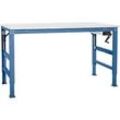 Arbeitstisch Ergo K, m. Kurbel, 1000 x 800 mm, Tischplatte Melamin, brillantblau