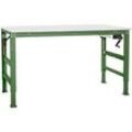 Arbeitstisch Ergo K, m. Kurbel, 1000 x 800 mm, Tischplatte Melamin, resedagrün