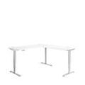 Winkelschreibtisch AERO FLEX, elektrisch höhenverstellbar, 90° Winkel, T-Fuß, B 2000 x T 2000 mm, weiß/weißalu + Memorypanel