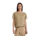 Kurzarmbluse MARC O'POLO "aus Viskose-Satin-Stretch", Damen, Gr. 32, beige (summer sand), Obermaterial: 96% Viskose, 4% Elasthan, Basic, regular fit, Rückenausschnitt, Kurzarm normaler Saum, Blusen