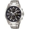Chronograph CASIO EDIFICE, silber (edelstahlfarben, schwarz), Armbanduhren, Herren, Quarzuhr,Armbanduhr,Herrenuhr, Edelstahlarmband, bis 10bar wasserdicht