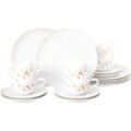 Kaffeeservice SELTMANN WEIDEN "Geschirr-Set, 18 Teile, Liberty Golden Rose Hip", gold (weiß, goldfarben), 18 tlg., Porzellan, Geschirr-Sets, Tassen, Untertassen, Teller, Made in Germany, 18 Teile, für 6 Personen