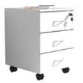 Container VCM "VCM Rollcontainer Beistellcontainer mit drei Schubladen Maße ca. H. 55 x B. 40 x T. 44 cm Bürocontainer abschließbar - Baula L" Gr. 40, weiß, B:40cm H:54cm T:44cm, Obermaterial: 100% Holz Wood., Schränke, Rollcontainer