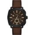 Chronograph FOSSIL "MACHINE (NEW GENERATION)", braun, schwarz, Armbanduhren, Herren, Quarzuhr, Armbanduhr, Herrenuhr, Lederarmband, analog