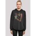 Kapuzenpullover F4NT4STIC "Marvel Guardians of the Galaxy Neon Rocket", Damen, Gr. M, schwarz, Obermaterial: 100% Baumwolle, casual, oversize, Langarm, Pullover, Print