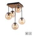 LEONIQUE Deckenleuchte "Erinette Akustikpaneele mit Glaskugeln", gelb (amber), Ø 16,00cm H: 58,50cm, Lampen, Holz, Akustik, Paneele, Glas, Deckenlampe E14