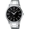 Quarzuhr, silber (edelstahlfarben, schwarz), CASIO TIMELESS COLLECTION, Armbanduhren, Damen, Armbanduhr, Herrenuhr, Damenuhr, analog, Neo-Display, Edelstahlarmband