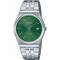 Quarzuhr, silber (edelstahlfarben, grasgrün), CASIO TIMELESS COLLECTION, Armbanduhren, Damen, Armbanduhr, Herrenuhr, Damenuhr, Jugendliche, Datum, Edelstahlarmband