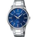 Quarzuhr, silber (edelstahlfarben, blau), CASIO TIMELESS COLLECTION, Armbanduhren, Damen, Armbanduhr, Herrenuhr, Damenuhr, analog, Neo-Display, Edelstahlarmband