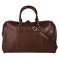 Reisetasche PIKÉ "CALABRIA MEDIO", Gr. B/H/T: 38cm x 20cm x 12cm onesize, braun, Leder, glänzend, beschichtet, Taschen, echt Leder, Made in Italy